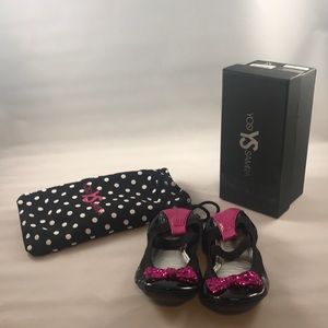Yosi Samra black and magenta/pink ballet flats